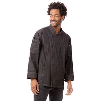 Chef Works Gramercy Denim Chef Coat, Zwart, X-Large Chef Works Gramercy Denim Chef Coat, Zwart, X-Large