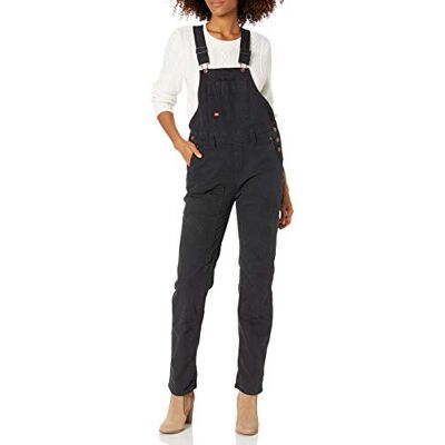 Dickies Eenden-overall met dubbele voorkant voor dames, Gespoeld Zwart, XS Dickies Eenden-overall met dubbele voorkant voor dames, Gespoeld Zwart, XS