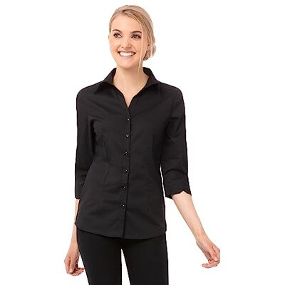 Chef Works Uniform Works B314-S Dames Shirt, Klein, Zwart Chef Works Uniform Works B314-S Dames Shirt, Klein, Zwart