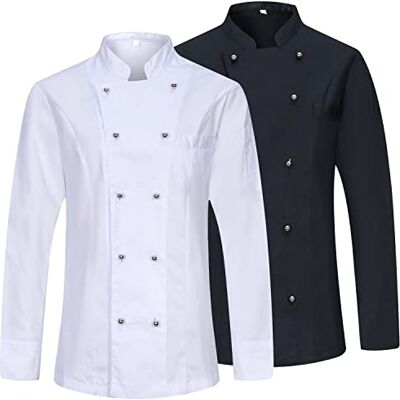 MISEMIYA Pakket met 2 EENHEDEN Koksjas Dames Chef Uniformen Dames Keukenjas Home-uniform Ref.848, zwart-wit, 3XL MISEMIYA Pakket met 2 EENHEDEN Koksjas Dames Chef Uniformen Dames Keukenjas Home-uniform Ref.848, zwart-wit, 3XL