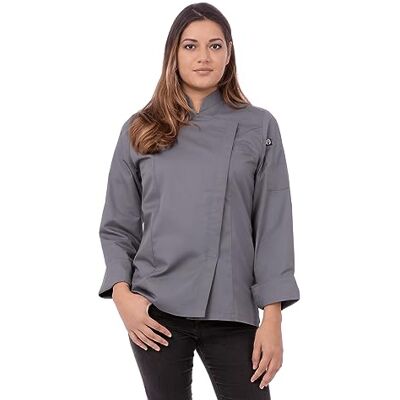 Chef Works Women's Lansing Chef Coat, Grey, Medium Chef Works Women's Lansing Chef Coat, Grey, Medium