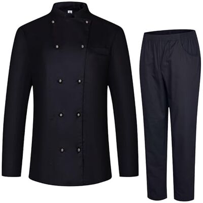 MISEMIYA Jas en broek voor dames, kookjas voor dames, gastronomie-uniform, 848-8312, Zwart, S MISEMIYA Jas en broek voor dames, kookjas voor dames, gastronomie-uniform, 848-8312, Zwart, S