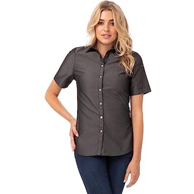 Chef Works Dameshemd met button-down-kraag, zwart, M Chef Works Dameshemd met button-down-kraag, zwart, M