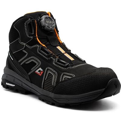 GARSPORT Gravel Mid 3 S3, veiligheidsschoen voor heren, Zwart Oranje, 38 EU GARSPORT Gravel Mid 3 S3, veiligheidsschoen voor heren, Zwart Oranje, 38 EU