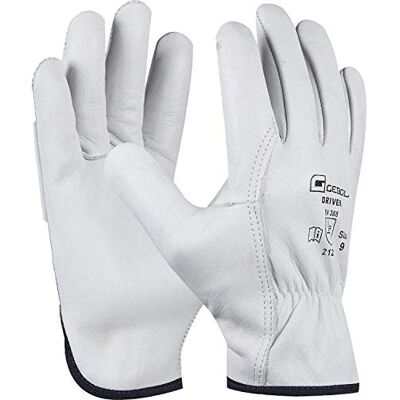 Gebol Driver maat 11 (XXL) wit bouwplaatshandschoen/tuinhandschoen van rundleer 1 paar, 2XL Gebol Driver maat 11 (XXL) wit bouwplaatshandschoen/tuinhandschoen van rundleer 1 paar, 2XL