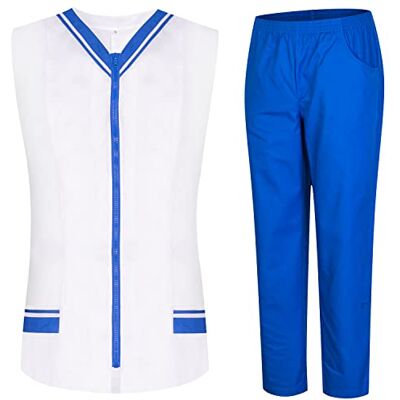 MISEMIYA Peeling-set voor dames – doktersuniform dames met hemd en broek – medisch uniform – 818-8312, blauw koningsblauw., L MISEMIYA Peeling-set voor dames – doktersuniform dames met hemd en broek – medisch uniform – 818-8312, blauw koningsblauw., L