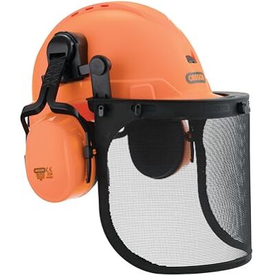Oregon Protect kettingzaag veiligheidshelm met beschermend oor Muff en mesh vizier Oregon Protect kettingzaag veiligheidshelm met beschermend oor Muff en mesh vizier