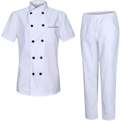 MISEMIYA Jas en broek voor dames, kookjas voor dames, gastronomie-uniform, 8441-8312, Wit, XXL MISEMIYA Jas en broek voor dames, kookjas voor dames, gastronomie-uniform, 8441-8312, Wit, XXL