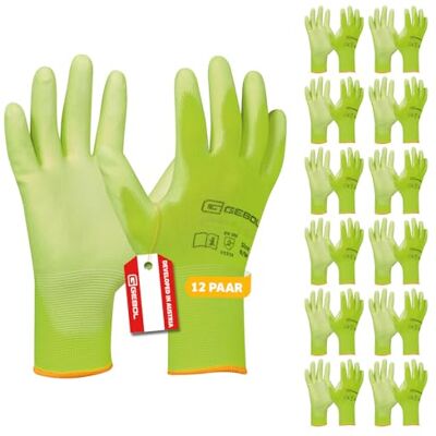 Gebol Micro Flex neon geel, werkhandschoenen voor het nodige fijngevoel, beschermende handschoenen voor heren, maat XL (maat 10), 12 paar multipack Gebol Micro Flex neon geel, werkhandschoenen voor het nodige fijngevoel, beschermende handschoenen voor heren, maat XL (maat 10), 12 paar multipack
