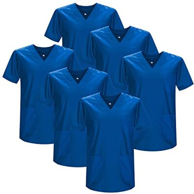 MISEMIYA Set van 6 stuks Sanitaire kippenuniform voor Mexico verpleegsters, Blauw 37 21, XL MISEMIYA Set van 6 stuks Sanitaire kippenuniform voor Mexico verpleegsters, Blauw 37 21, XL