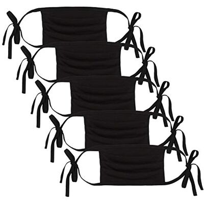 Oscar Apparels Geplooid Volwassen Gezichtsmasker Zelfstropdas 5 Pack Volwassen Zelfbindmasker, Zwart Oscar Apparels Geplooid Volwassen Gezichtsmasker Zelfstropdas 5 Pack Volwassen Zelfbindmasker, Zwart