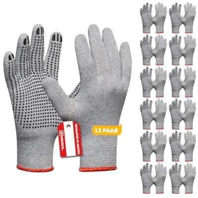 Gebol Eco Fex Werkhandschoenen voor een veilige grip, ademende materiaalmix, montagehandschoenen voor heren, maat XL (maat 10), grijs, 12 paar multipack Gebol Eco Fex Werkhandschoenen voor een veilige grip, ademende materiaalmix, montagehandschoenen voor heren, maat XL (maat 10), grijs, 12 paar multipack
