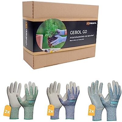 Gebol GO Upcycled Werkhandschoenenset Maat XL (maat 10) duurzame RePET-handschoenen van gerecyclede plastic flessen met natuurlijke rubbercoating voor heren 6 paar Gebol GO Upcycled Werkhandschoenenset Maat XL (maat 10) duurzame RePET-handschoenen van gerecyclede plastic flessen met natuurlijke rubbercoating voor heren 6 paar