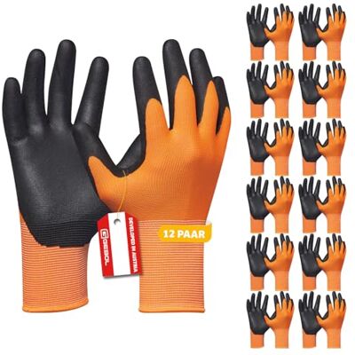 Gebol Eco Flex Orange Werkhandschoenen met ademende nitril-blast-coating handschoenen voor montagewerk voor heren maat L (maat 9) oranje 12 paar multipack Gebol Eco Flex Orange Werkhandschoenen met ademende nitril-blast-coating handschoenen voor montagewerk voor heren maat L (maat 9) oranje 12 paar multipack