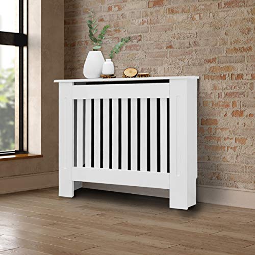 ECD Germany Radiatorkap landelijke stijl 78x19x82 cm wit MDF gelakt voor slaapkamer woonkamer radiatorkap radiatorkap radiatorkap