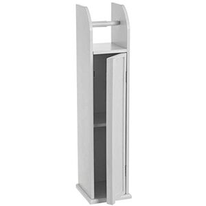 BAKAJI Toiletpapierhouder voor badkamer, kast met toiletpapier en kast met deur en 2 niveaus, afmetingen: 18 x 20 x 78 cm, modern design, wit BAKAJI Toiletpapierhouder voor badkamer, kast met toiletpapier en kast met deur en 2 niveaus, afmetingen: 18 x 20 x 78 cm, modern design, wit