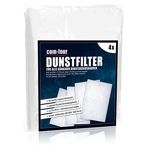 com-four ® 4x universeel filter voor afzuigkappen afzuigfilter geschikt voor verschillende modellen afzuigkappen op maat te snijden (04 Stück)