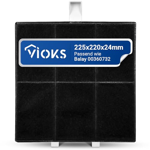 VIOKS Actieve koolstoffilter afzuigkap 230 x 225 mm vervanging voor Balay afzuigkapfilter 00360732 & actieve koolfilter afzuigkap/filter voor afzuigkap Bosch/Constructa/Neff