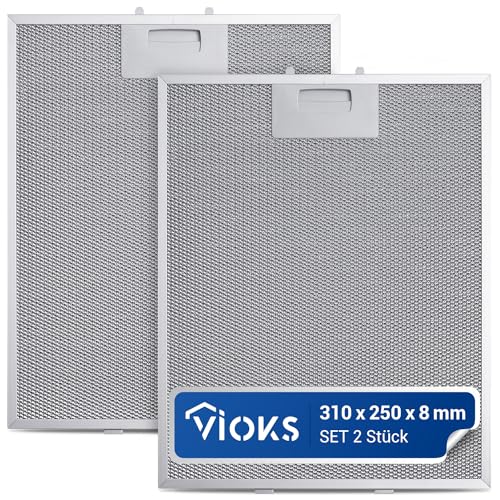 VIOKS SET 2 x vetfilter afzuigkapfilter metaal 310 x 250 mm vervanging voor afzuigkapfilter Bosch 00353110/353110 & circulatieluchtafzuigfilter voor Constructa afzuigkap Bosch en andere