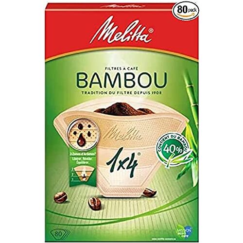 Melitta , 80 koffiefilters, maat 1 x 4, voor filterkoffiezetapparaat, gourmet bamboe, bruin