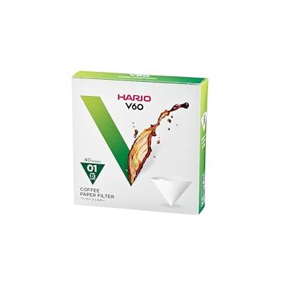 HARIO V60 Filters Papieren koffiefilters voor V60 druppelaar, compatibel met maat 01, wit, 40 stuks, 1-40 stuks,maat 1-40 stuks,Kleur: wit HARIO V60 Filters Papieren koffiefilters voor V60 druppelaar, compatibel met maat 01, wit, 40 stuks, 1-40 stuks,maat 1-40 stuks,Kleur: wit