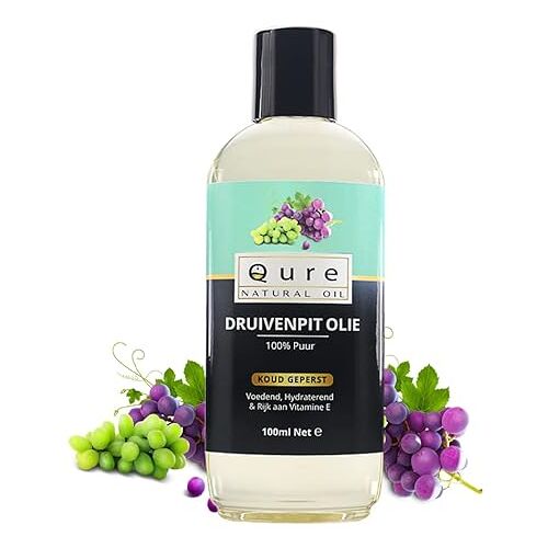 Qure Natural Oil Druivenpitolie 100ml   100% Puur en Vloeibaar   Druivenpit Olie voor Haar, Huid en Lichaam