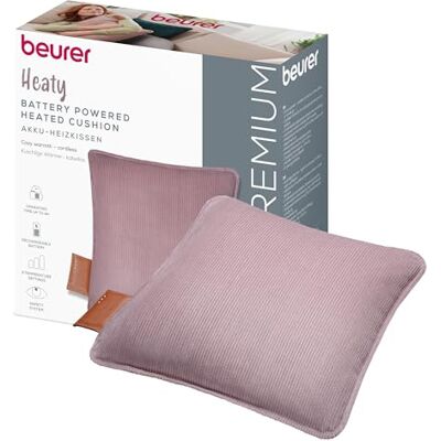Beurer Heaty warmtekussen, draadloos warmtekussen met accu, verwarmingskussen met automatische uitschakeling en 3 temperatuurinstellingen, met snelle opwarming, zachte corduroy, lila Beurer Heaty warmtekussen, draadloos warmtekussen met accu, verwarmingskussen met automatische uitschakeling en 3 temperatuurinstellingen, met snelle opwarming, zachte corduroy, lila