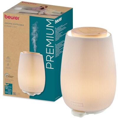 Beurer LA 45 Aroma diffuser voor etherische oliën, ultrasone vernevelaar voor aromatherapie, sfeerverlichting in 9 kleuren, keramische behuizing & houten deksel, timer & automatische uitschakeling Beurer LA 45 Aroma diffuser voor etherische oliën, ultrasone vernevelaar voor aromatherapie, sfeerverlichting in 9 kleuren, keramische behuizing & houten deksel, timer & automatische uitschakeling