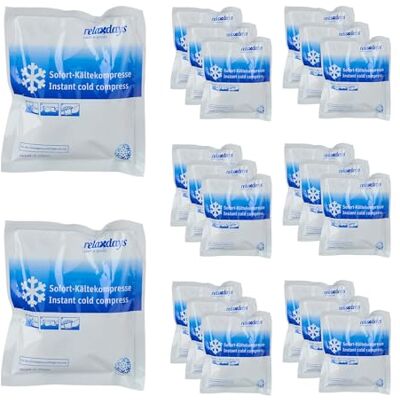 Relaxdays instant coldpack, set van 20, zonder vriezer, HxB: 14,5 x 12,5 cm, koelt tot 25 min, koude kompres, wit-blauw Relaxdays instant coldpack, set van 20, zonder vriezer, HxB: 14,5 x 12,5 cm, koelt tot 25 min, koude kompres, wit-blauw