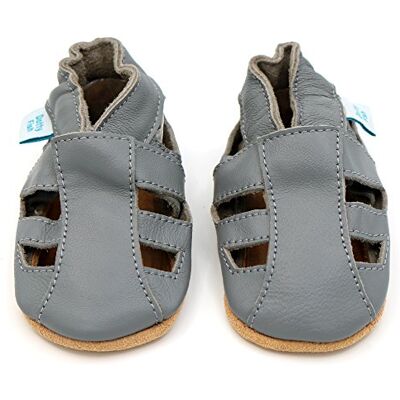 Dotty Fish Barefoot Leren Baby- & Peutersandalen – Grijs 18-24 maanden Dotty Fish Barefoot Leren Baby- & Peutersandalen – Grijs 18-24 maanden