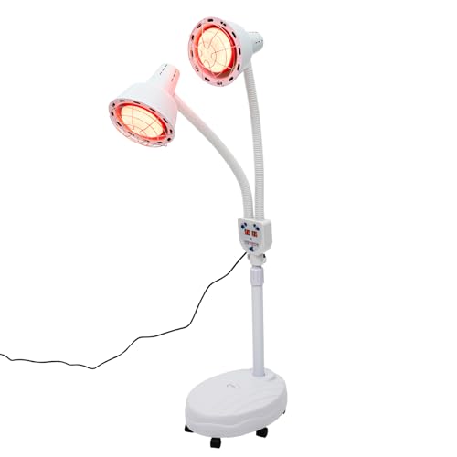 innytund Infrarood lamp 275 W rood licht lamp warmtelamp dubbele kop infrarood lamp warmtelamp 360° lamp massagelamp rood licht straler verwarming lamp voor behandeling van verkoudheid en