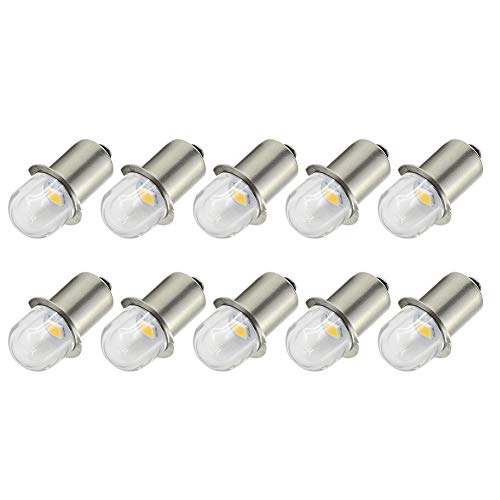 Ruiandsion Upgrade LED Zaklamp Lampen P13.5S Base Socket Warm Wit LED Lampen 6V Vervanging voor Koplamp Zaklamp Zaklamp, Negatieve Aarde (Pack van 10)