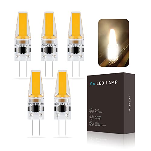 BVCL G4 LED Lampen, 3W G4 LED Peren, vervanging for 30W halogeenlampen, 270 lumen, AC/DC 12-24V, 360 ° Hoek van licht, for badkamerkast en eetkamer, geen flash, 5 pack