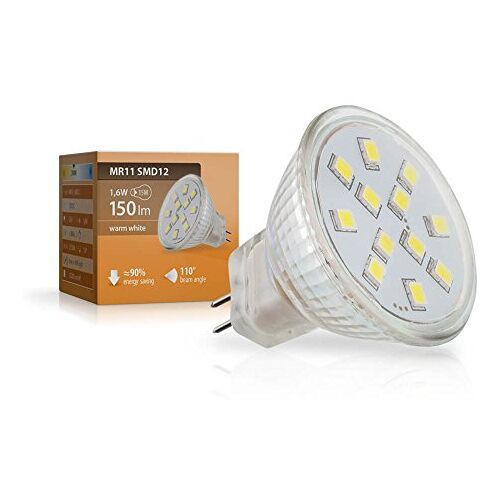 SEBSON GU4 / MR11 LED Lamp 2W (1,6W) Warm Wit 2900K, vervangt 20W Gloeilamp, 150lm, 12V DC LED Lichtbronnen 110°, GU4 LED Steeklamp