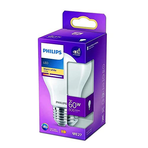 Philips LED-lamp Warmwit licht E27 60 W Mat Energiezuinige LED-verlichting