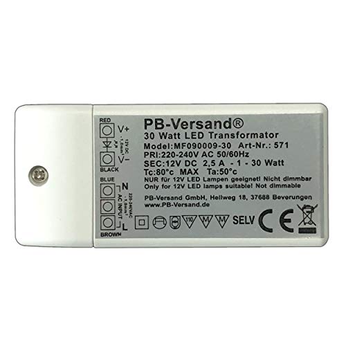 Packard Bell LED lamp mini transformator 12V DC 1-30 Watt (H 20mm) gelijkspanning voeding driver transformator driver laagspanning LED transformator