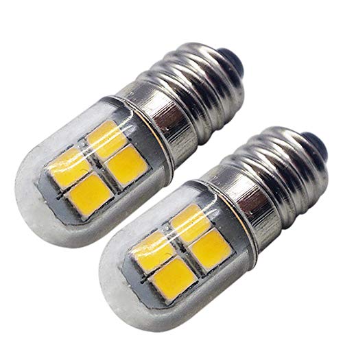 Ruiandsion E10 LED-lamp 4.5V 6V E10 Schroef Base LED Lamp 2835 8SMD Chips Geel Upgrade voor Koplampen Zaklampen Zaklamp (Pack van 2)