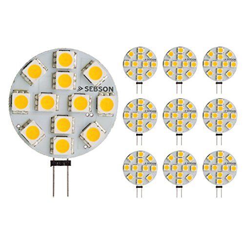 SEBSON 10 x G4 LED Lamp 3W (2,5W) Warm Wit 2900K, vervangt 20W Gloeilamp, 200lm, 12V DC LED Lichtbronnen 130°, GU4 LED Steeklamp