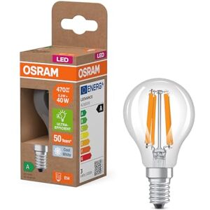 OSRAM Energy Class LED-lamp in klassieke minibolvorm, 2,2 W / 470 lm, EEK A, koud wit licht (4000 K), CRI 80, gemaakt van helder gekleurd loodvrij glas, E14 fitting, IP20, 45 mm diameter. OSRAM Energy Class LED-lamp in klassieke minibolvorm, 2,2 W / 470 lm, EEK A, koud wit licht (4000 K), CRI 80, gemaakt van helder gekleurd loodvrij glas, E14 fitting, IP20, 45 mm diameter.