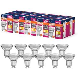 OSRAM LED STAR VALUE PAR16 LED LAMP til GU10 BASE, REFLEKTOR LAMP, GL, 350 LUMENS, VARM HVID (3000K), Udskiftning til konventionelle 50W pærer, ikke dæmpbar, 10-pack OSRAM LED STAR VALUE PAR16 LED LAMP til GU10 BASE, REFLEKTOR LAMP, GL, 350 LUMENS, VARM HVID (3000K), Udskiftning til konventionelle 50W pærer, ikke dæmpbar, 10-pack