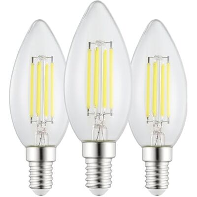 Eglo Set van 3 ledlampen, E14, energieklasse A energiebesparende gloeilamp 2,2 watt, 470 lumen, lamp warmwit, 2700 kelvin, C35 kaars, Ø 3,5 cm Eglo Set van 3 ledlampen, E14, energieklasse A energiebesparende gloeilamp 2,2 watt, 470 lumen, lamp warmwit, 2700 kelvin, C35 kaars, Ø 3,5 cm