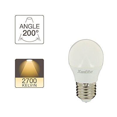 Xanlite Ledlamp P45 – fitting E27 – 5 – 3 W cons. 40 W warmwit licht. Xanlite Ledlamp P45 – fitting E27 – 5 – 3 W cons. 40 W warmwit licht.