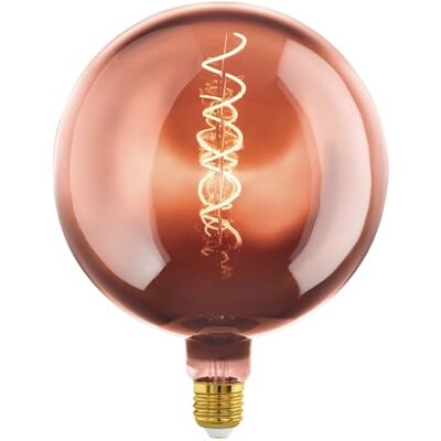 Eglo E27 LED globe gloeilamp dimbaar, XXL lichtbron Ø 20 cm vintage Edison spiraal filament lamp Big Size in koper gestoomd, extra-groot, 4 Watt, 40 Lumen, warm wit, 1600 Kelvin, G200 Eglo E27 LED globe gloeilamp dimbaar, XXL lichtbron Ø 20 cm vintage Edison spiraal filament lamp Big Size in koper gestoomd, extra-groot, 4 Watt, 40 Lumen, warm wit, 1600 Kelvin, G200