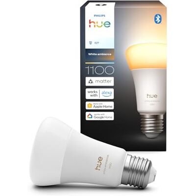 Philips Smart LED A60 lamp, White Ambiance, E27-fitting, 8,1 W, volledig spectrum van licht 1000-20000 K, 1100 lumen, dimbaar, werkt met Alexa, Google Assistant en Apple Home, 1-pack Philips Smart LED A60 lamp, White Ambiance, E27-fitting, 8,1 W, volledig spectrum van licht 1000-20000 K, 1100 lumen, dimbaar, werkt met Alexa, Google Assistant en Apple Home, 1-pack