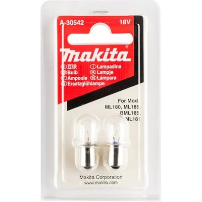Makita A-30542 Gloeilamp, 18 V, 2 stuks Makita A-30542 Gloeilamp, 18 V, 2 stuks
