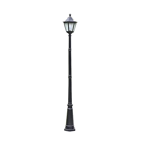 WADRBSW Lantaarnpaalverlichting buiten, 245 cm hoogpolige straatlantaarn voor buiten, zwarte straatlantaarnpaal, matglas/gegoten aluminium, voor tuin, gazon, pad, oprit, voor-/achterdeur, 110 cm (245 cm) To