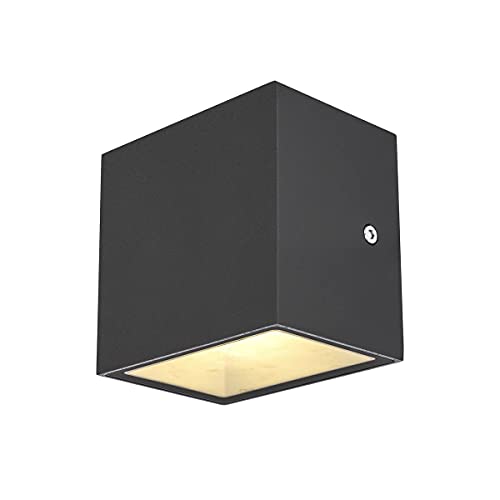 SLV wandopbouwarmatuur SITRA CUBE WL/verlichting voor wanden, paden, ingangen, led spot buiten, opbouwarmatuur outdoor, tuinarmatuur / IP44 3000K 10W 1120 560lm antraciet 105 graden