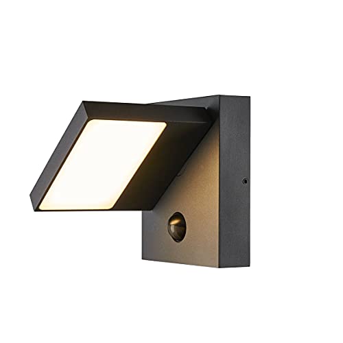 SLV wandopbouwarmatuur ABRIDOR SENSOR/verlichting voor wanden, paden, ingangen, led spot buiten, opbouwarmatuur outdoor, tuinarmatuur / IP54 3000 / 4000K 14W 750lm antraciet