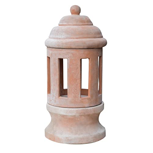 Biscottini Buitenlantaarn van terracotta, 65 x 30 x 30 cm, lantaarns voor buiten, gemaakt in Italië, lantaarns voor tuinverlichting