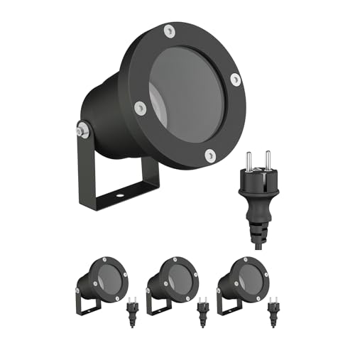 ledscom.de 4 tuinspots DUK voor buiten, IP65, stekker, zwart, 1x GU10 max. 15W